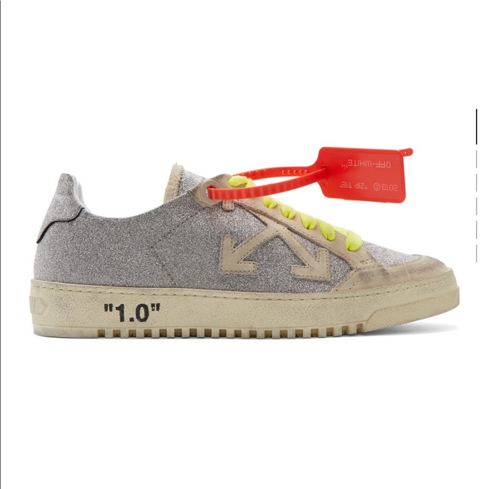Off-white silver glitter arrow 2.0 sneakers